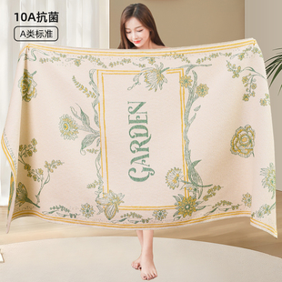 a类抗菌100%纯棉纱布浴巾吸水不掉毛加大毛巾全棉洗澡裹巾轻奢