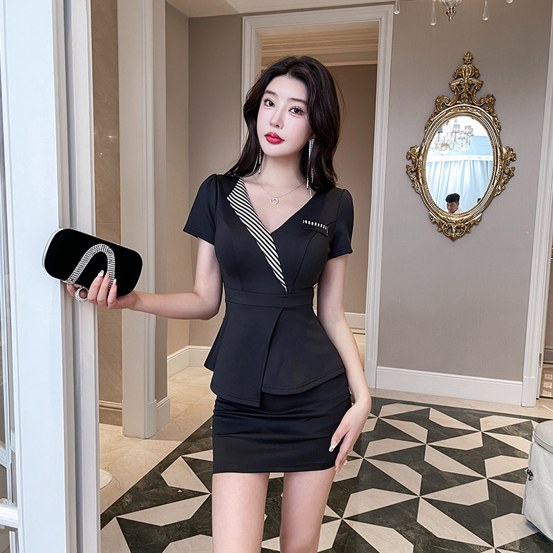 足浴足疗工作服包臀套装性感收腰沐足技师酒店前台服务员时尚工装