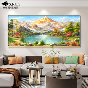 饰画聚宝盆沙发背景墙挂画轻奢高级感2024新款 山水画客厅装 风景画