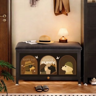 中古风换鞋凳门口家用高级感入户可坐鞋柜一体进门穿鞋凳玄关收纳