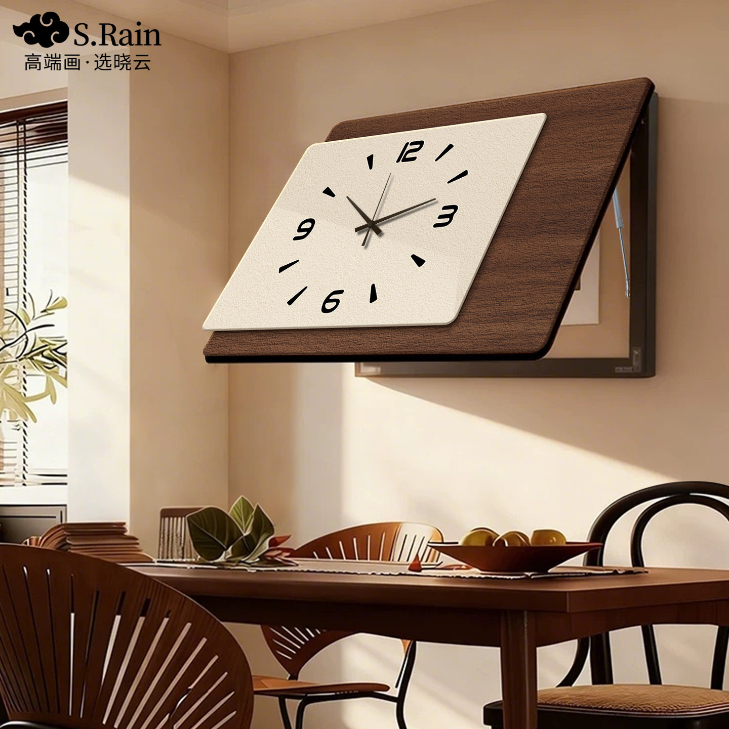 中古风配电箱挂画钟表电表箱装饰画2026新款创意挂钟电箱遮挡时钟