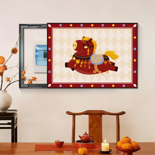 电表箱遮挡装饰画新年马上有钱好寓意高级感入户开关配电箱挂画