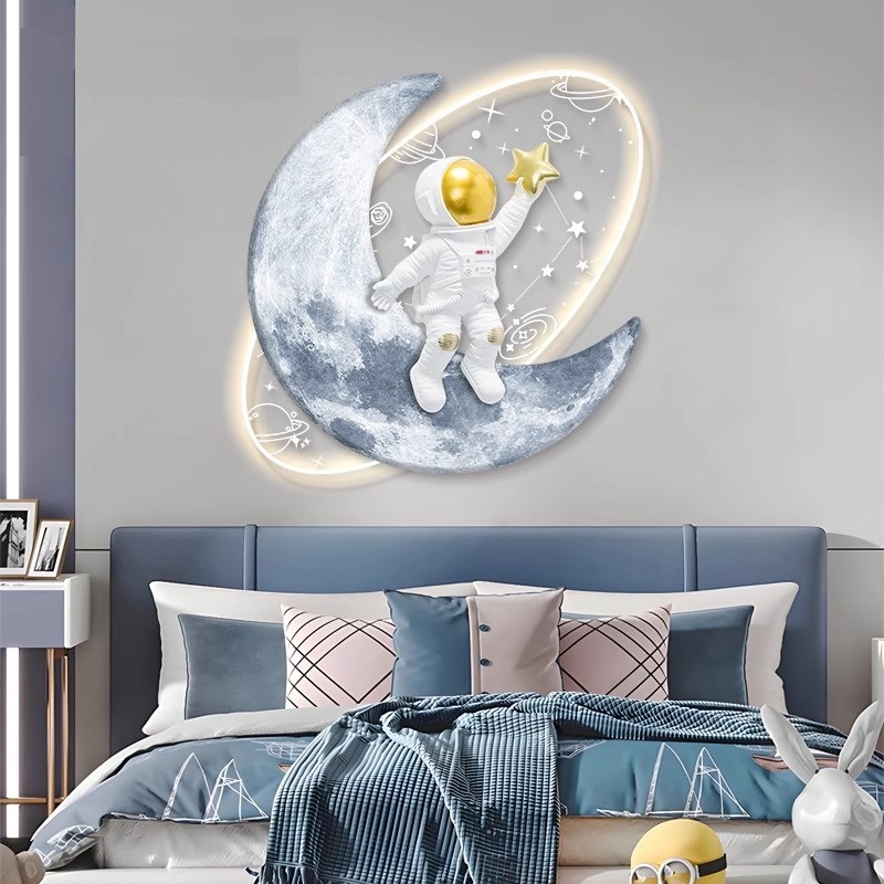 登月摘星卧室儿童房装饰画