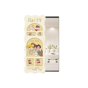 蜡笔小新可关闭穿衣镜隐藏式翻开门装饰画穿衣镜玄关画推拉镜子壁