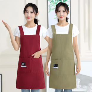 简约防泼水围裙家用厨房餐饮专用定制logo印字理发店工作无袖 围腰