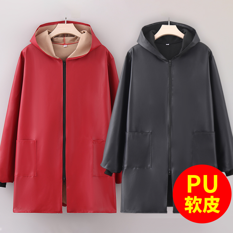 简约时尚PU软皮防水防油男女罩衣