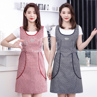 简约女士时尚 防水防油围裙家用厨房做饭餐饮专用耐脏工作服 坎肩式