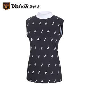 Volvik沃维克高尔夫女半高领冰感速干薄款 透气运动系带蝴蝶结T恤