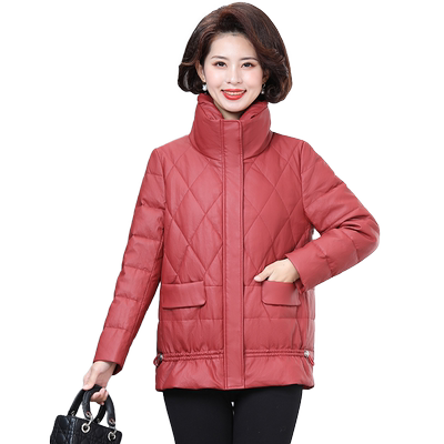 洋气妈妈冬装新款真皮羽绒服外套