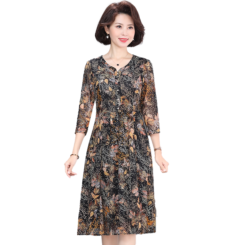 贵夫人妈妈夏季洋气连衣裙新款