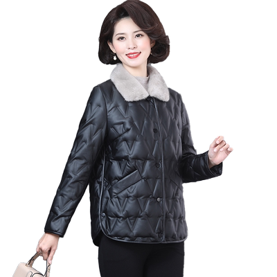 洋气妈妈皮衣羽绒服真毛领皮草