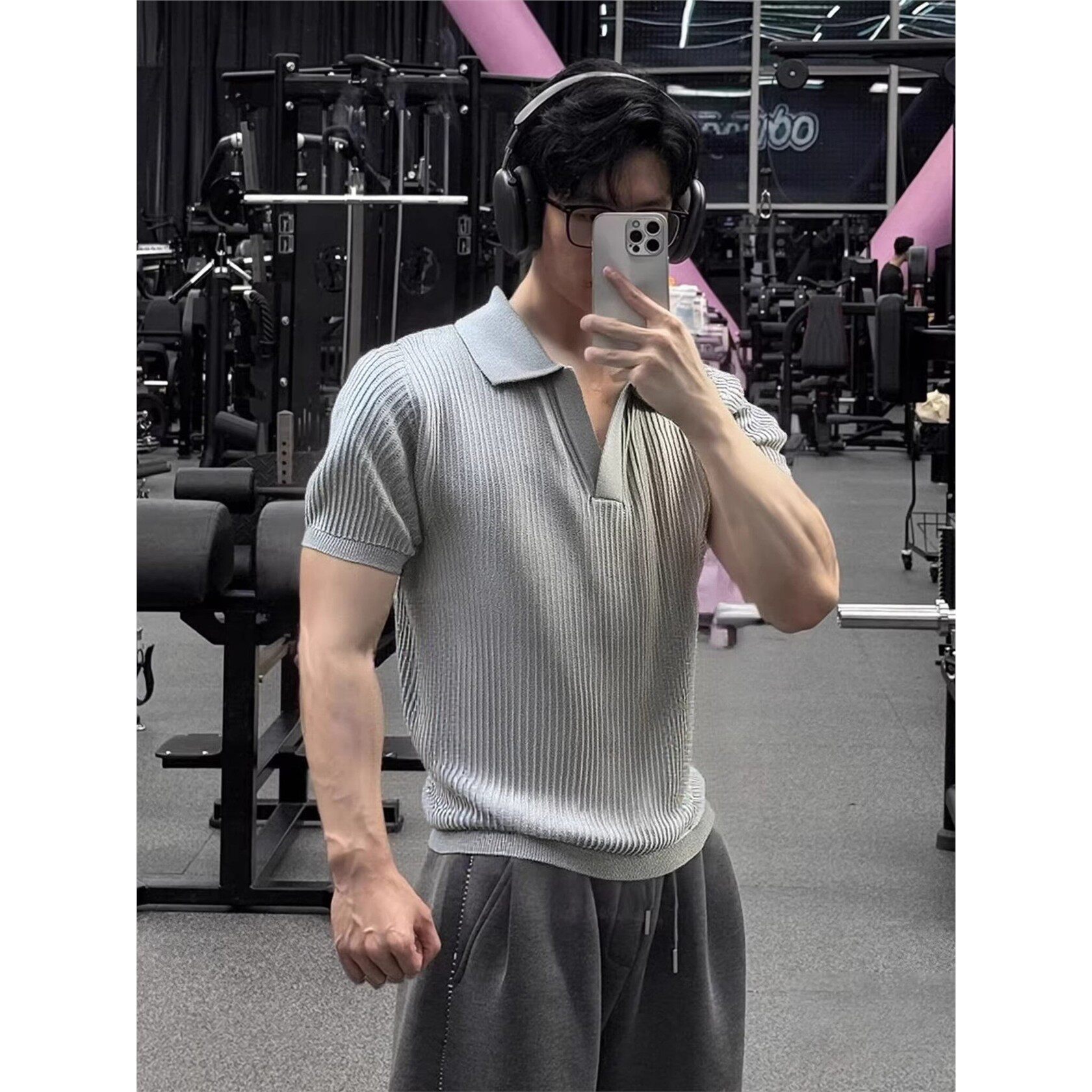老钱风冰丝针织polo衫男