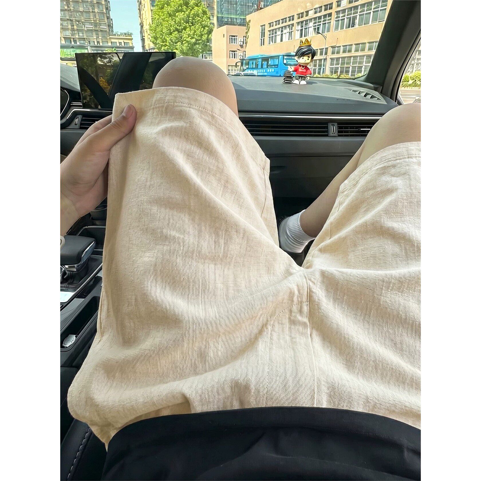 老钱风亚麻短裤男士夏季薄款外穿运动中裤子宽松休闲棉麻料五分裤