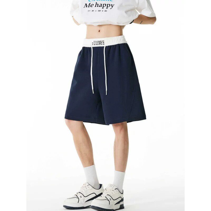 藏青色美式运动短裤男夏