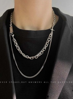 kvk同款钛钢双层ins风男高街项链