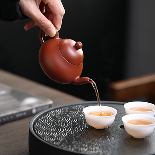 潮州原矿朱泥茶壶家用手工思婷大小紫砂壶仿古功夫茶具泡茶壶