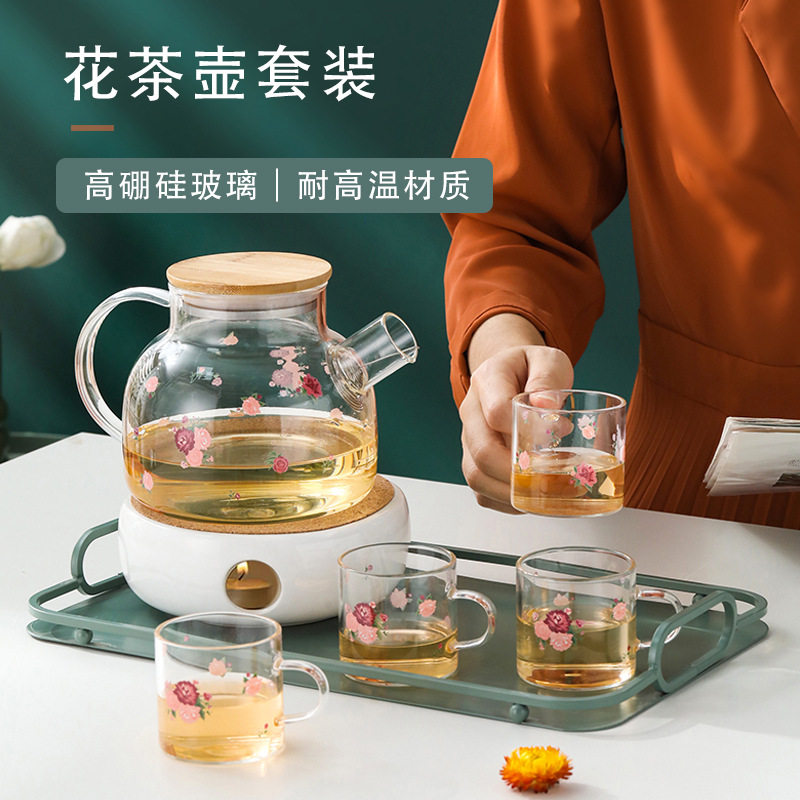 围炉煮茶玻璃花茶壶陶瓷蜡烛加热底座煮茶无铅玻璃杯养生茶杯套装,餐饮具,花草茶具,淘宝优惠券,粉丝福利购,淘宝优惠卷