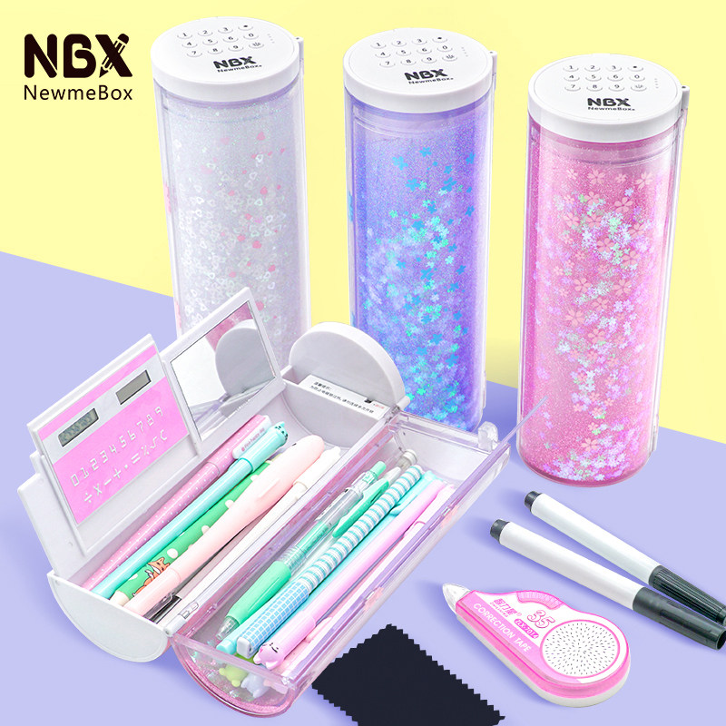 NBX 流沙密码圆筒文具盒 少女 ins 高颜值 大容量小学生女生网红铅笔盒