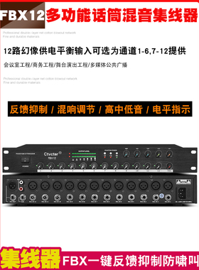 Ctvcter FBX12智能会议混音器路集线器48V幻象供电混响防啸叫话筒