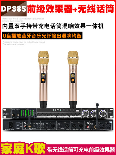 Ctvcter DP35/DP38/DP38S前级器带无线话筒一拖二专业K歌混响带蓝