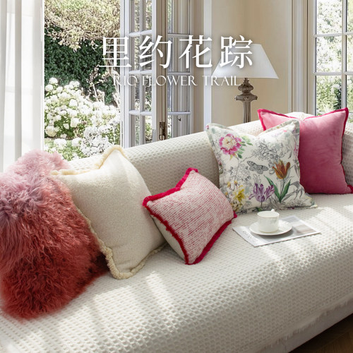 法式复古红色抱枕沙发靠枕