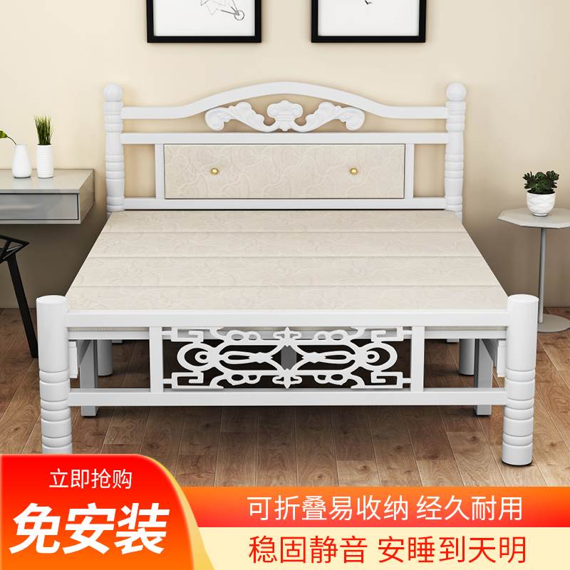加固折叠床午休床木板床简易单人双人床铁床架家用经济型1.2米1.5