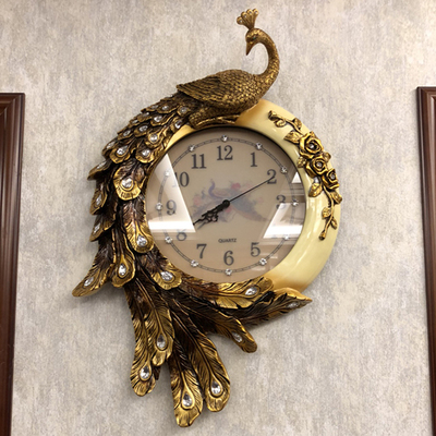 欧式孔雀时钟挂钟客厅创意现代个性时尚大气家用挂表餐厅墙装饰品