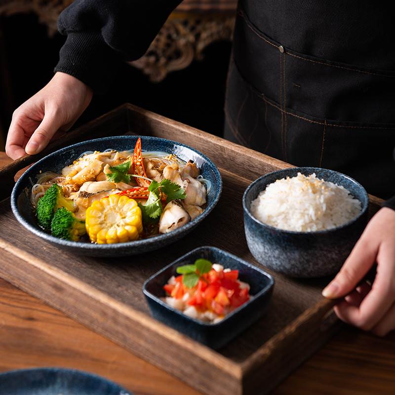 川良烧一人食家用陶瓷餐具筷子套装精致碗碟一套日式碗个人专用勺