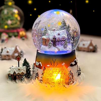 儿童新年礼物创意小礼品下雪水晶球音乐盒八音盒旋转奇妙屋雪景球