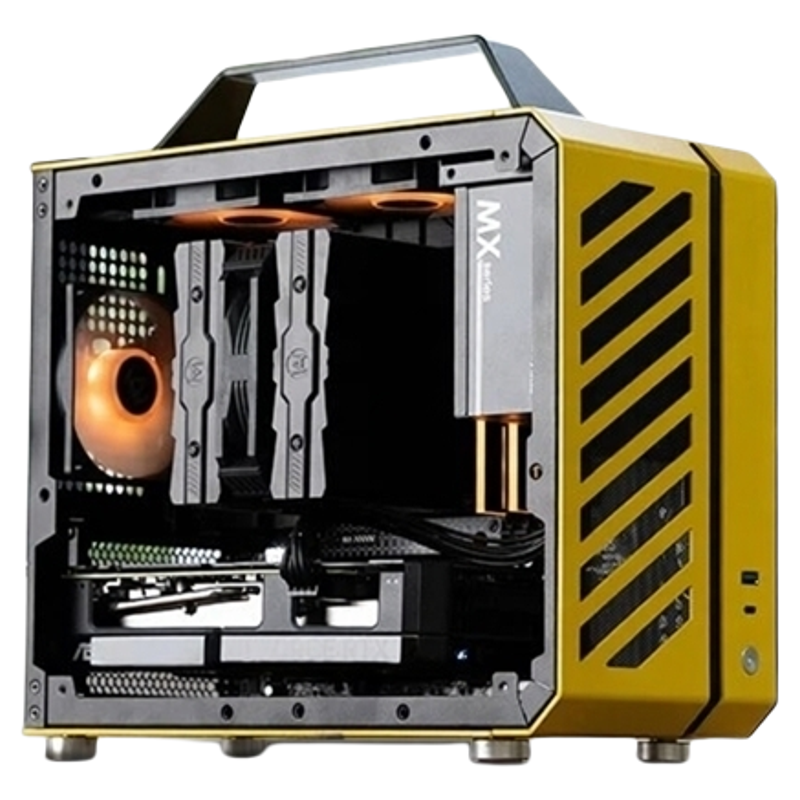 机械大师C26声波迷你ITX MATX便携式全铝水冷侧透小箱SFX显卡直插