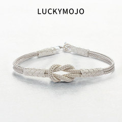 LUCKYMOJO99纯银土耳其编织手链女生银饰轻奢男款手绳送女友礼物