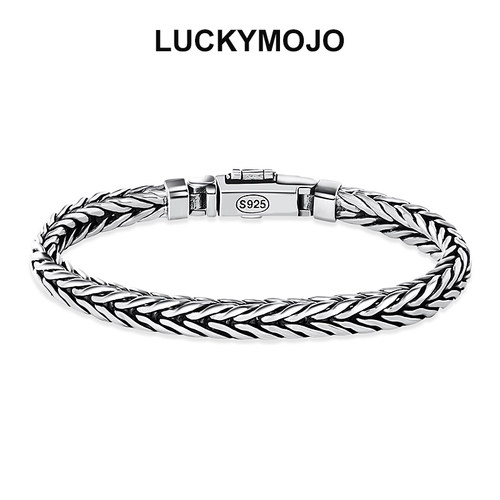 S925银龙骨男士手链高级手工银饰