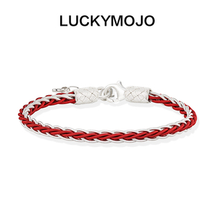 LUCKYMOJO新年编织红绳手链本命年男时尚感送女生纯银礼物