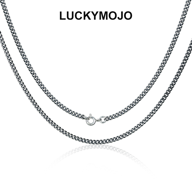 S925银细古巴项链男女同款马鞭链