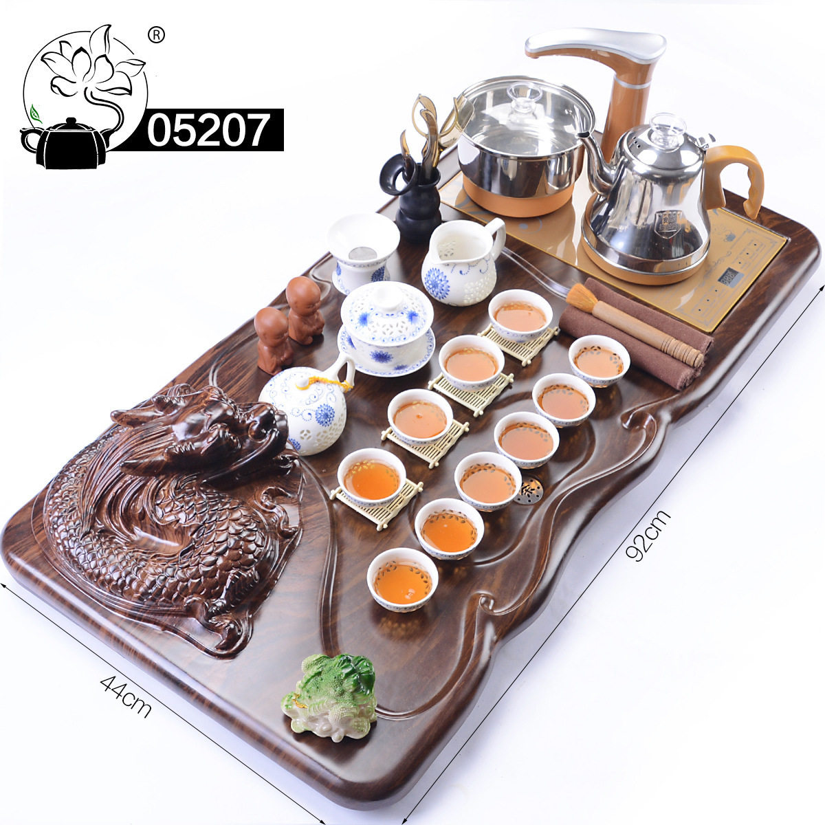 052科技木龙头实木柯木茶盘茶海道紫砂功夫茶具套装送礼品电磁炉