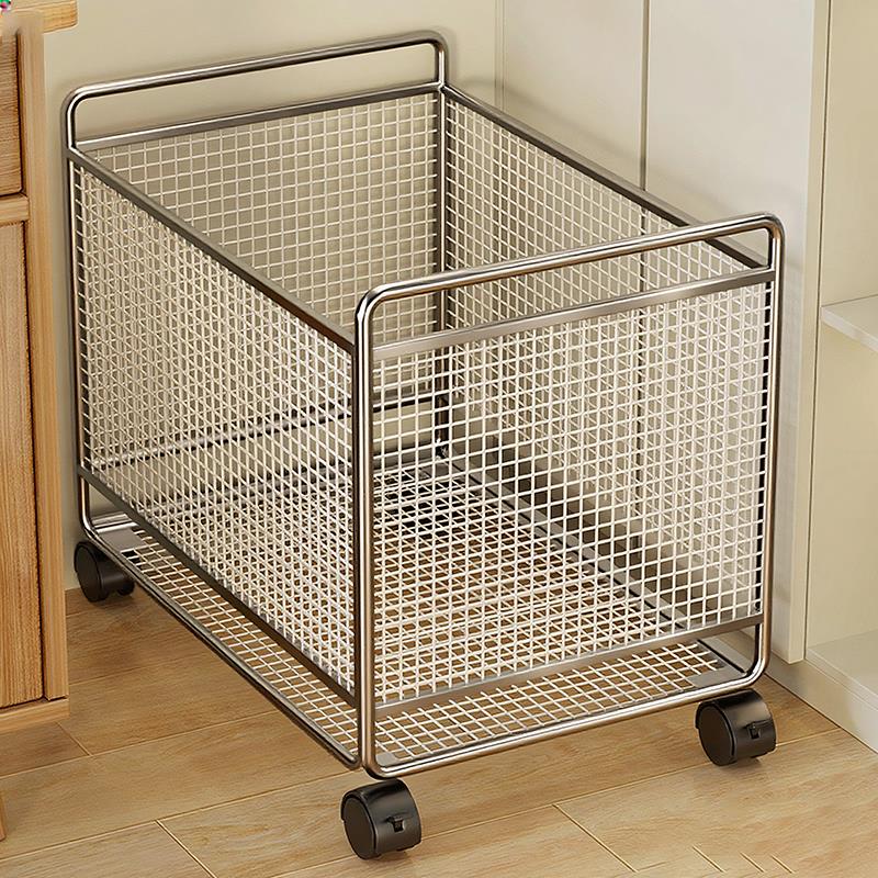 大容量书本收纳箱教室旁学生书本置物架带轮可移动整理盒储物筐子