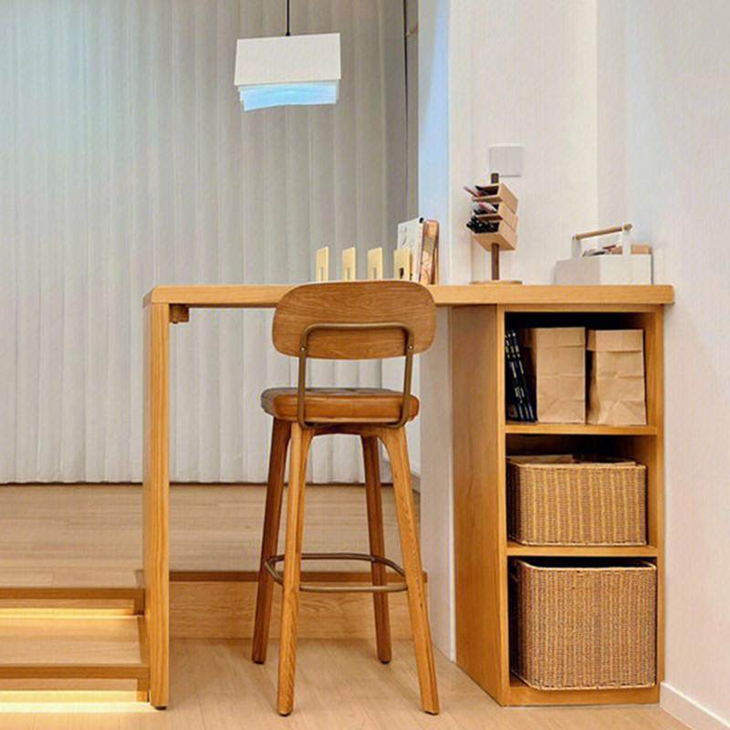 实木吧台桌厨房家用隔断餐桌客厅储物窄条桌阳台桌长条桌子原木风