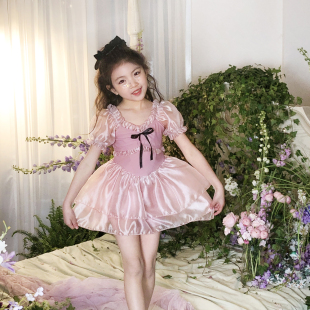 卡戴斯新款 中大童女童沙滩走秀可爱公主游泳衣 儿童泳衣连体裙式