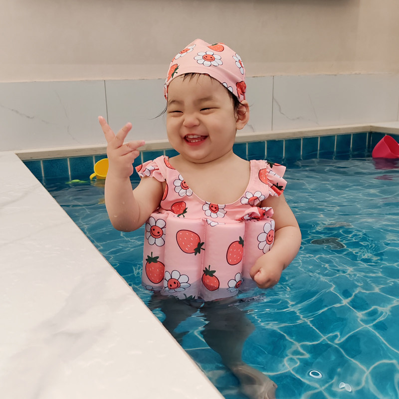 新款儿童泳衣浮力背心连体可爱婴儿幼童2-3岁小童女童游泳训练