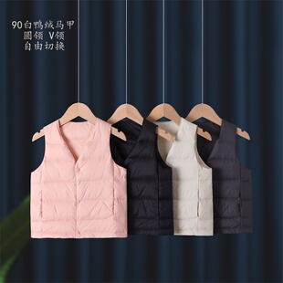 儿童羽绒马甲校服内穿羽绒90白鸭绒背心男女童轻羽绒服中大童内胆