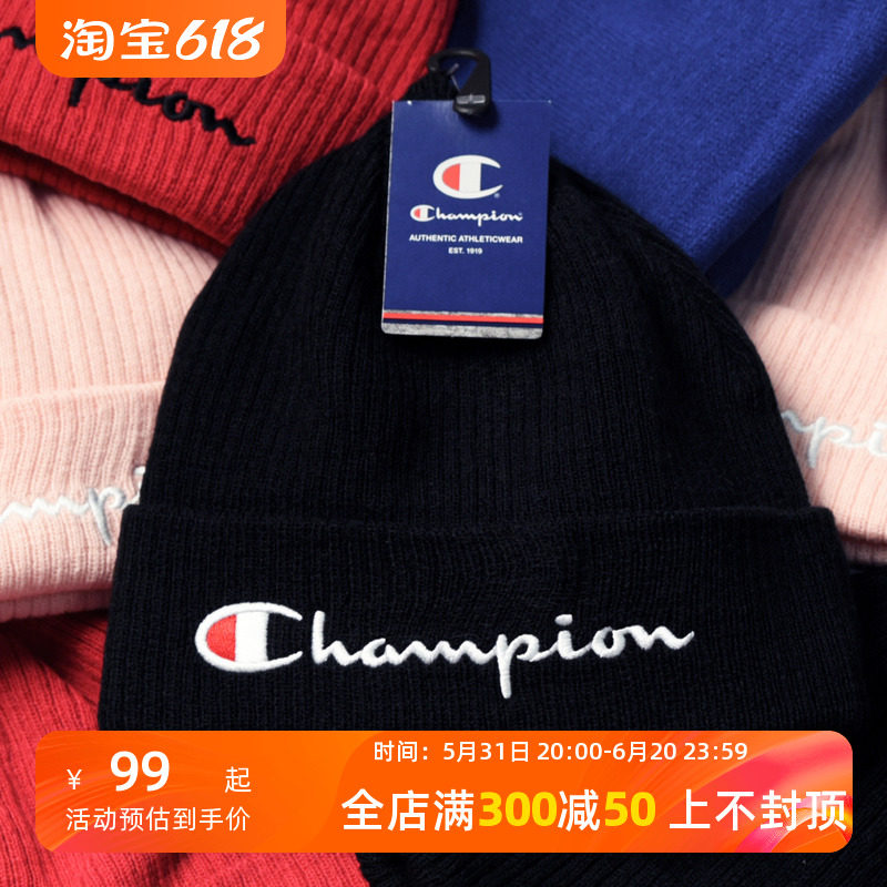 美版champion冷帽男女休闲百搭毛线帽情侣保暖纯色针织帽子秋冬款