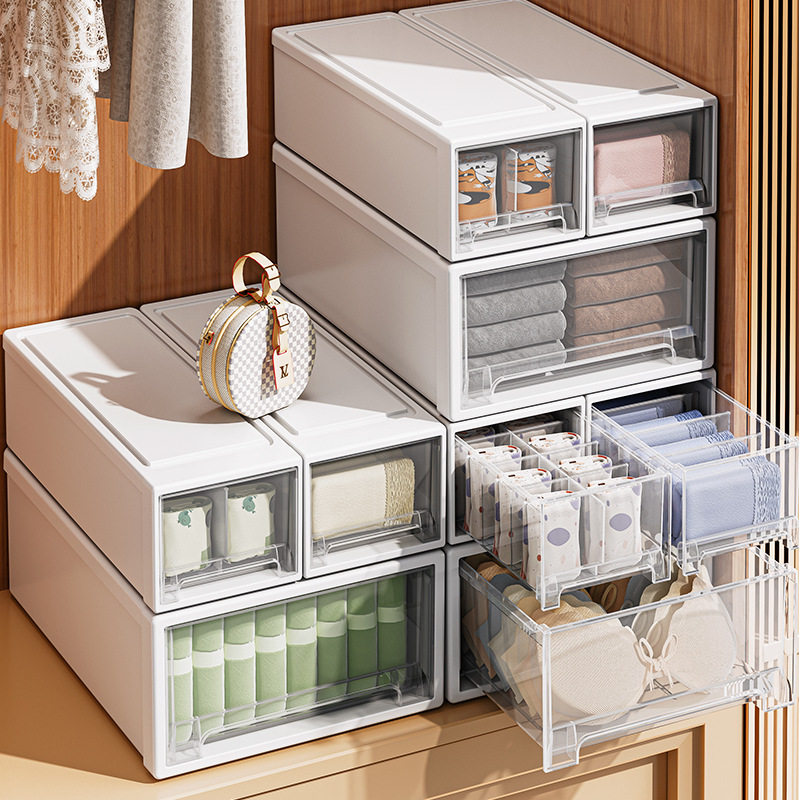 装内衣内裤收纳盒放袜子家用抽屉式分格收纳箱大容量整理盒子