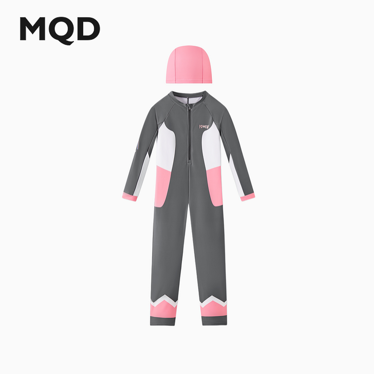 【泳衣套装】MQD女大童夏季新品游泳长袖撞色泳帽套装