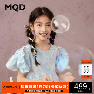 新品 女童夏季 甜美风中大童出游裙子碎花晕染公主裙连衣裙