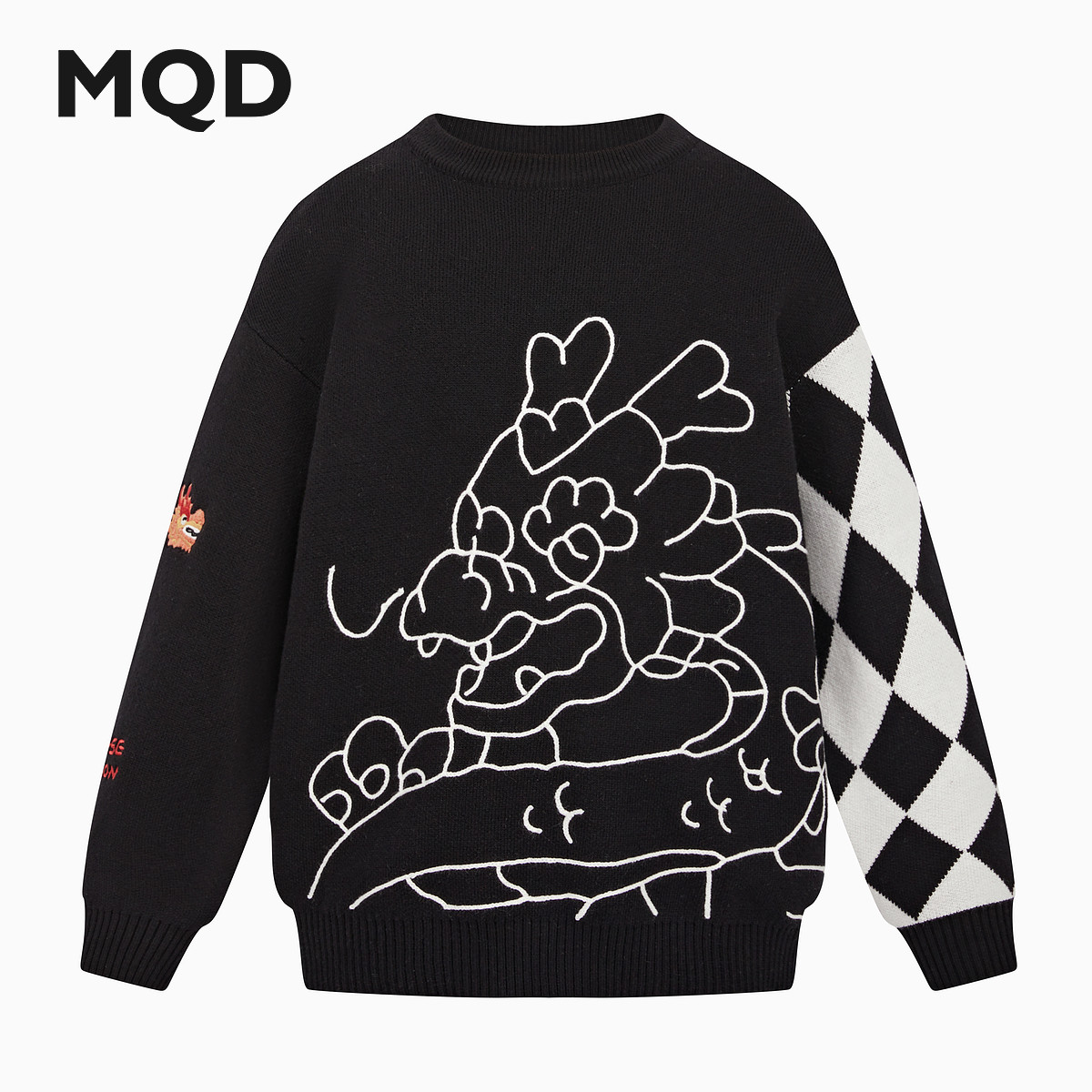 MQD童装冬款红色毛衣男童女童新年加厚儿童龙年拜年服针织衫国风
