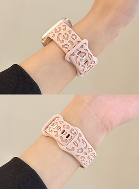 适用苹果iwatch10豹纹硅胶9表带Applewatch87654SE女生替换带可爱