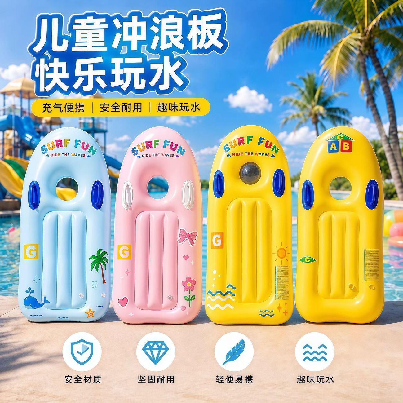 儿童充气冲浪板加厚安全图片