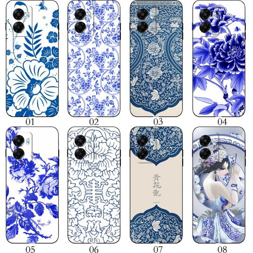 青花瓷花纹 适用VIVO Y10/Y55s/Y73t/Y78/Y77e/Y77/Y78t/Realme GT6/Neo2/5/7/Q5i/一加Ace6手机壳