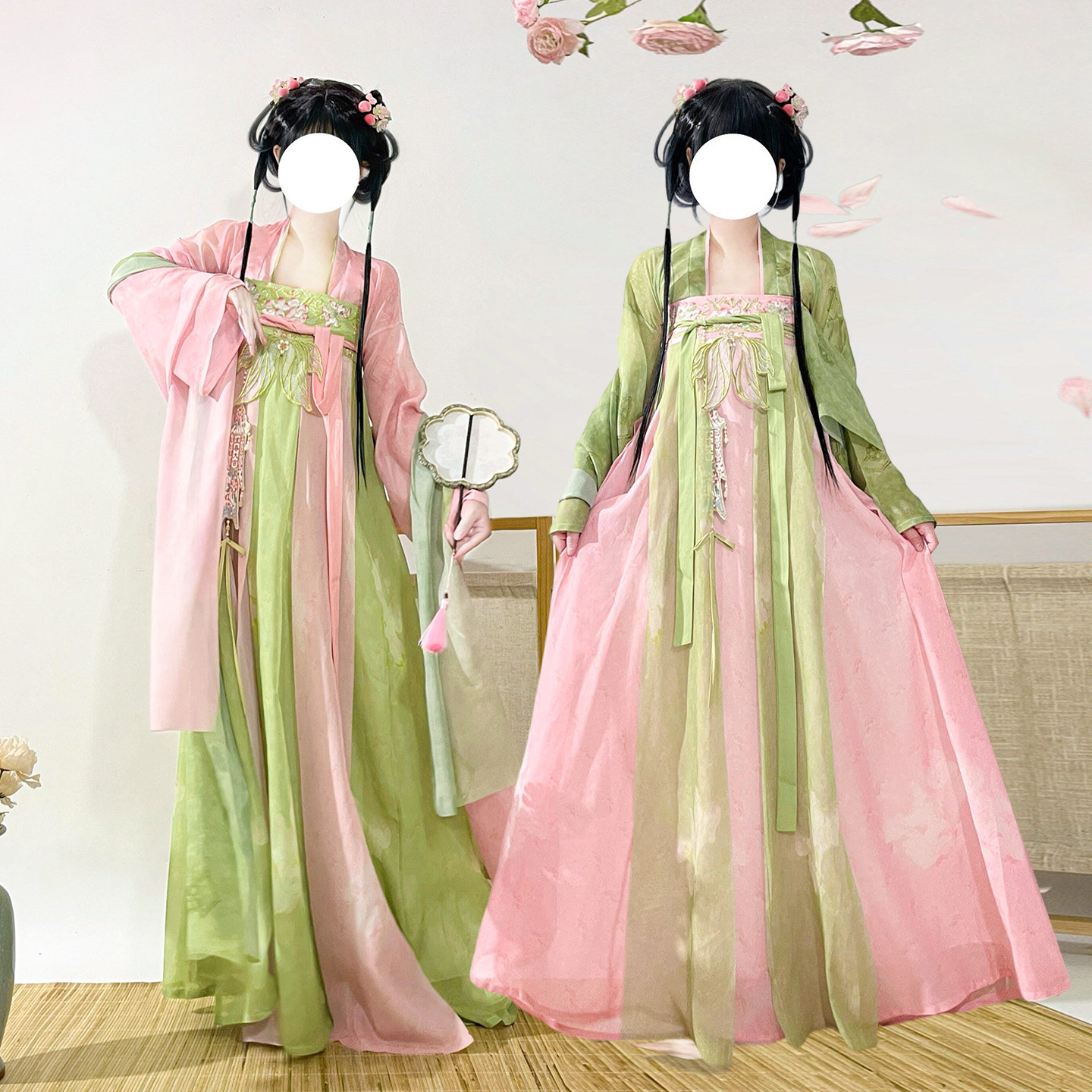 -唐制汉服齐胸刺绣春夏秋套装