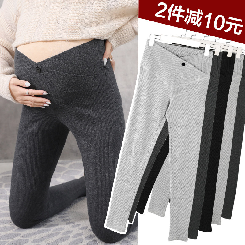 孕妇裤子打底裤春秋款秋季薄绒外穿时尚秋冬季加绒托腹长裤孕妇装